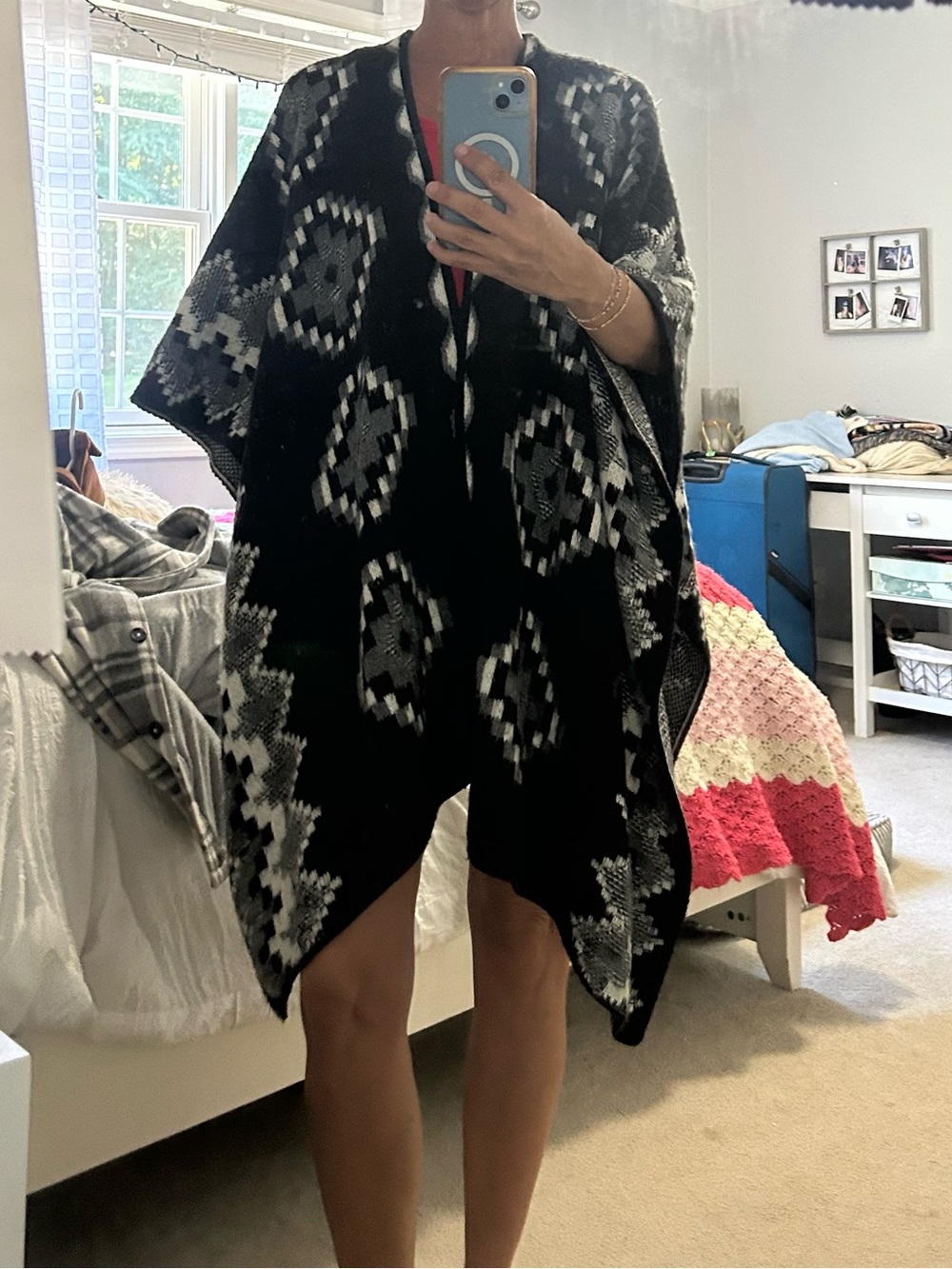 Black and Gray Geometric Knit Dress Cover-Up - Brand: